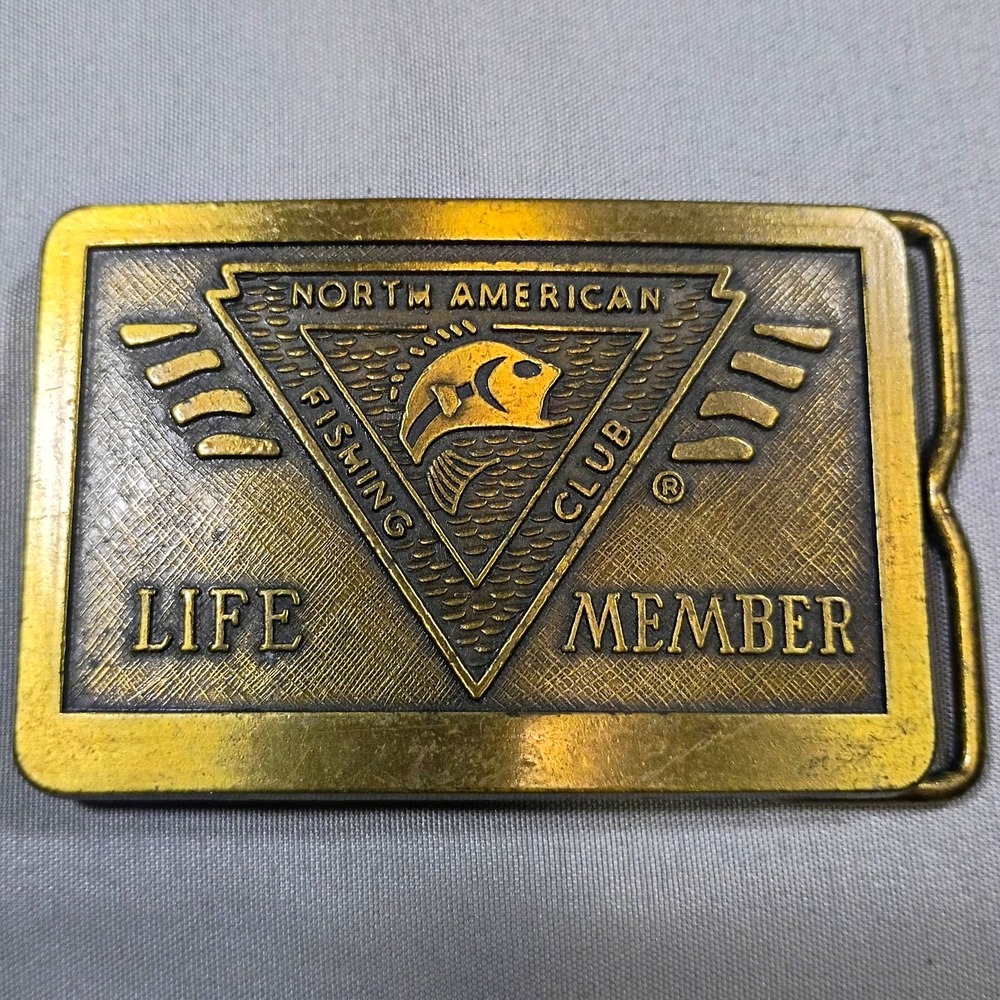Brass Belt Buckel. North American Fishing Club Life Member.